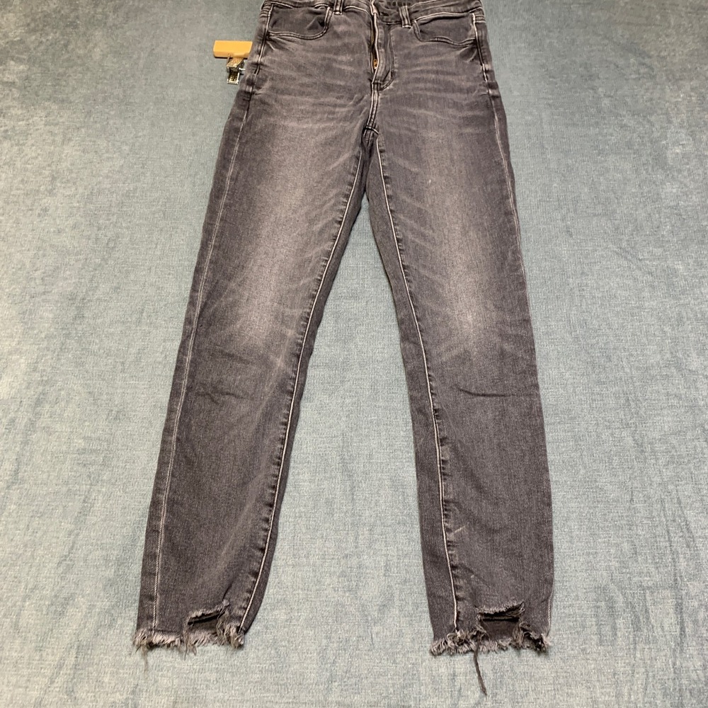 American Eagle Outfitters Jeans Womens 6 Gray Denim Cotton Stretch Frayed Hem